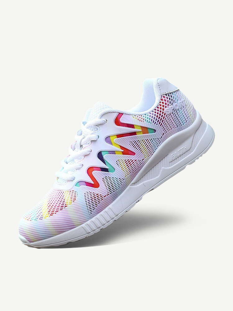 Women Colorful Mesh Walking Lace Up Casual Sport Shoes