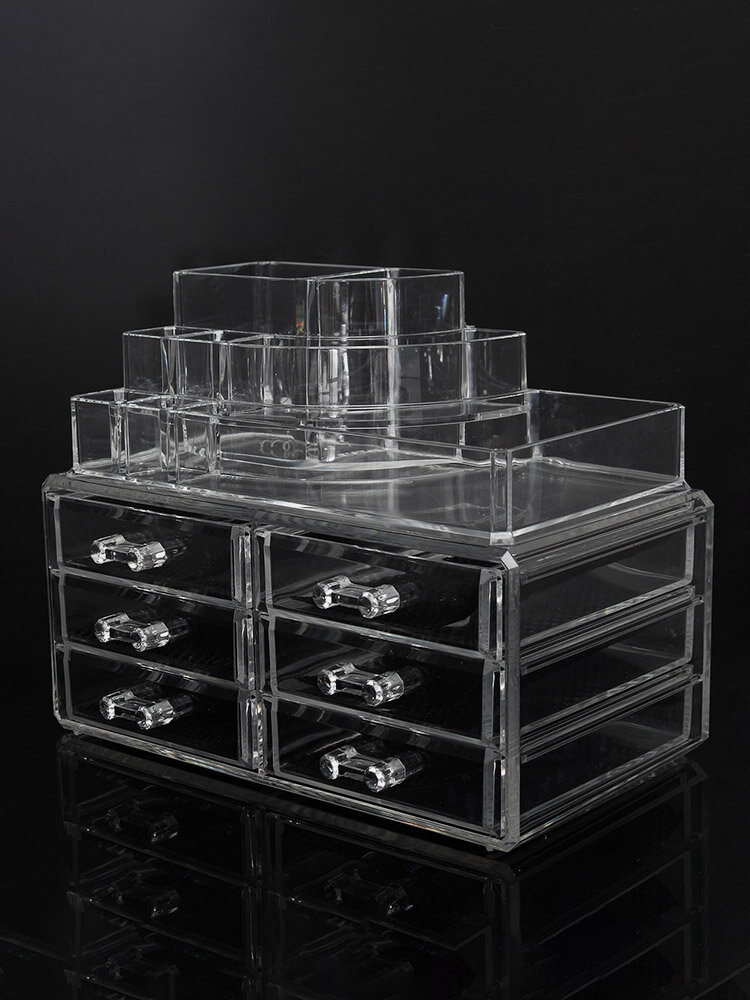 6 Drawers Clear Acrylic Organizer Jewelry Cosmetic Display Holder  