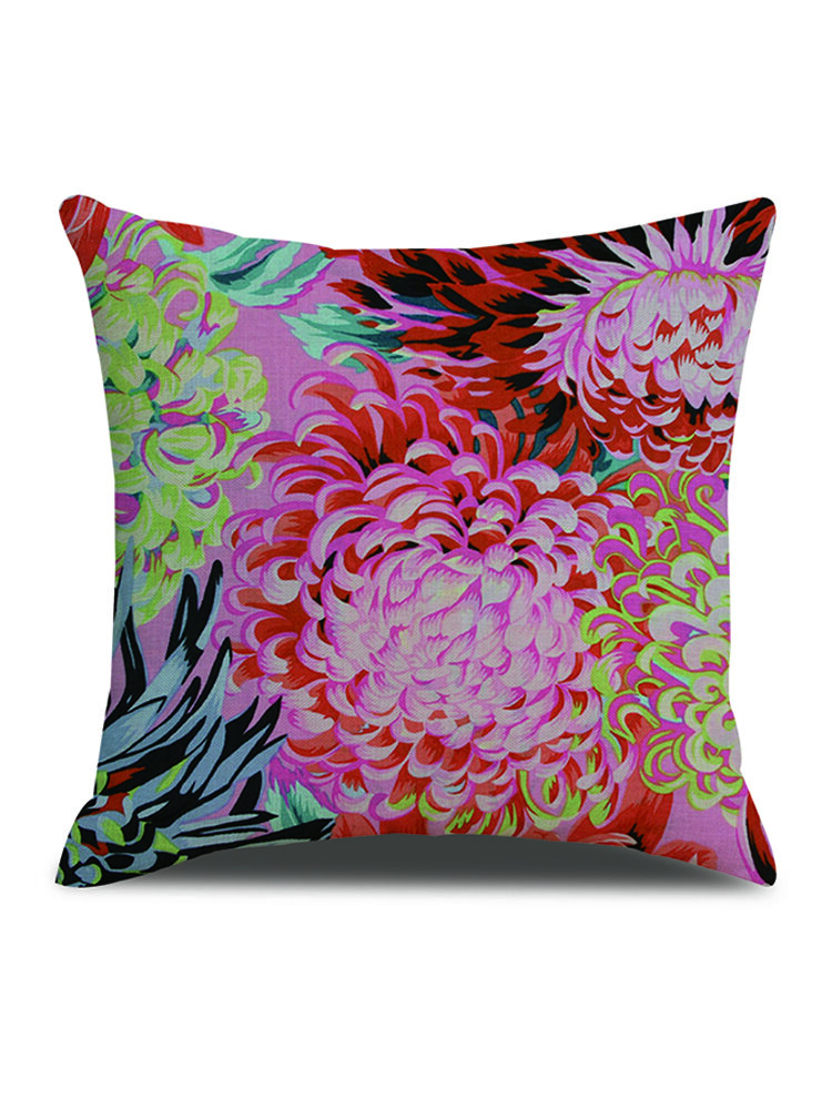 Vintage Floral Flower Print Linen Cushion Cover Home Sofa Office Waist Throw Pillowcases Art Dec