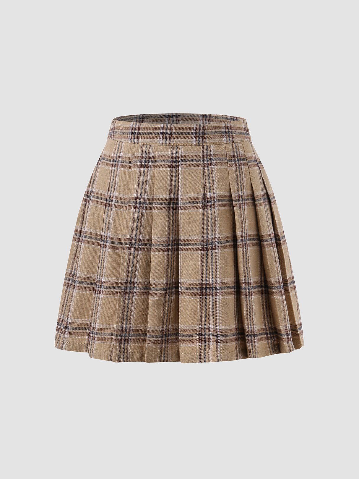 Plaid Print Pleated Casual Skirt