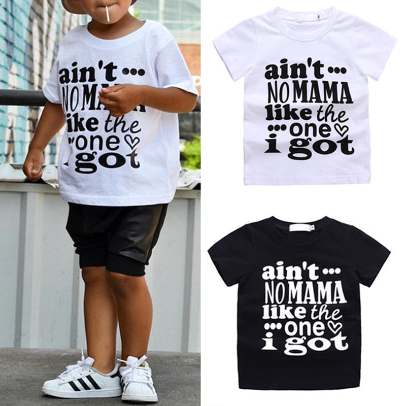 

Letter Printed Toddlers Boys Short Sleeve T-shirt For 1-7Y, White
