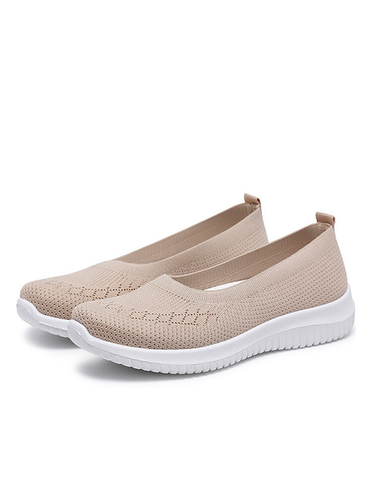 Women Mesh Breathable Easy Slip On Lazy Casual Flat Walking Shoes