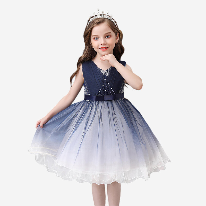 

Girl's Embroidered Tulle Princess Wedding Birthday Dress For 3-11Y, Pink;red;gray;blue