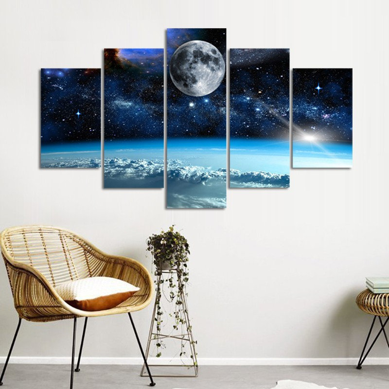 5PCS Universe Unframed Modern Painting Canvas Wall Art Picture Living Room Home Decor