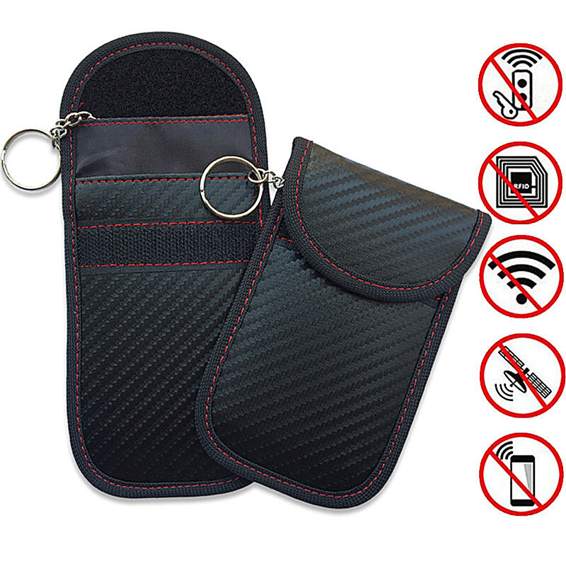 

Carbon Fiber Anti-Theft Car Shield Remote Control Key Cover Electromagnetic Shielding Key Package, Black