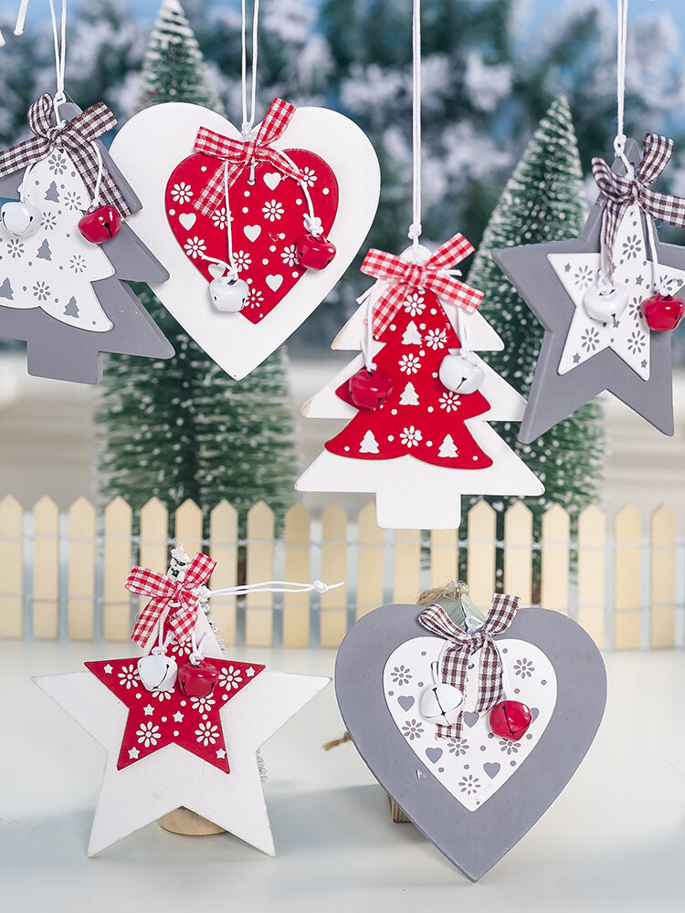 Ornement de Noël en bois créatif avec cloche décoration d'arbre de Noël bricolage décor de Noël