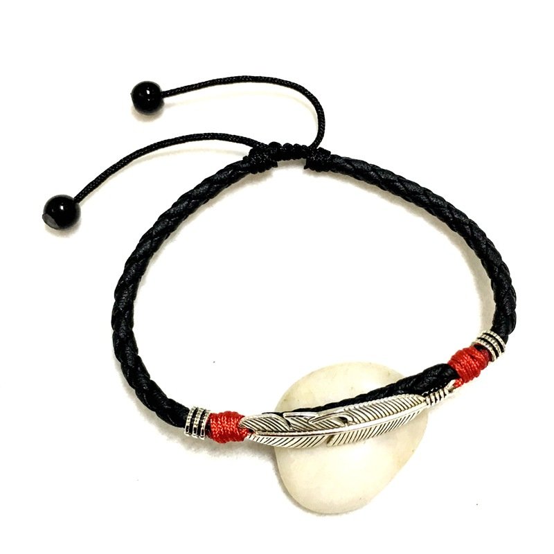 Vintage Unisex Anklets Lucky Red Rope Ethnic Feather Charm Ankle Bracelets Rings For Women Men