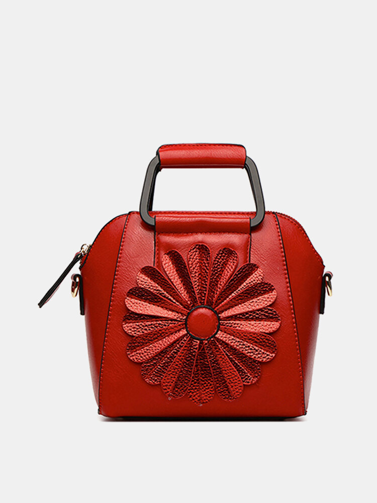Women Multi-carry Flower Faux Leather Crossbody Bag