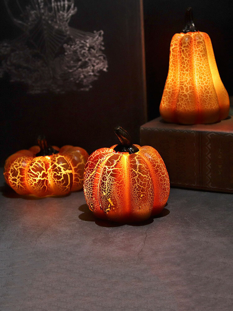 1 PC Halloween Pumpkin Lamp Simulation Pumpkin LED Candle Resin Light Ornaments Pumpkin Luminous Decoration Layout Props