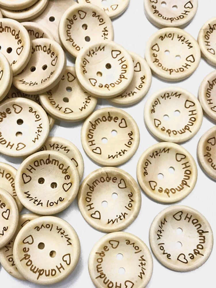 100 Pcs Classic Bowl-shaped Buttons Carving Letter Handmade Solid Color Button