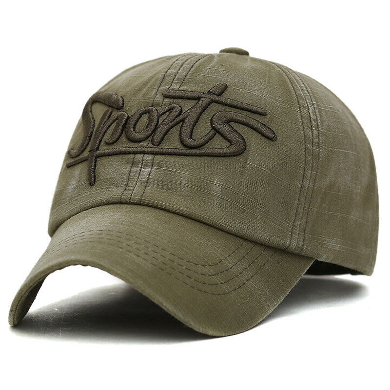 

Men's Washed Embroideried Sports Letter Cotton Baseball Cap Outdoor Sunshade Snapback Hats, Army green;brown;khaki;black;navy