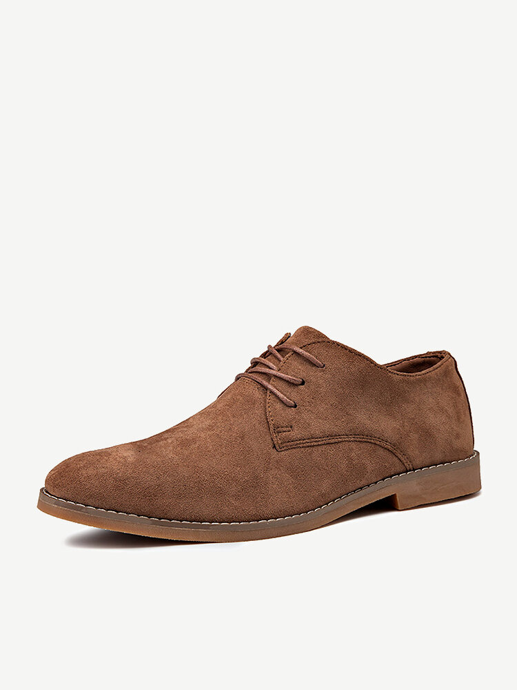 

Men British Style Suede Oxfords Lace Up Comfy Business Formal Shoes, Black;brown;khaki