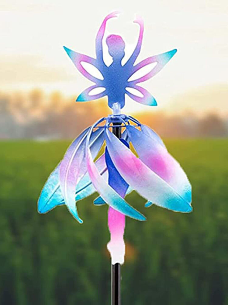 

1 PC Metal Fairy Ballerina Wind Spinner Color Gradient 3D Cute Ballet Elves Windmill for Garden Decoration Gift Camping