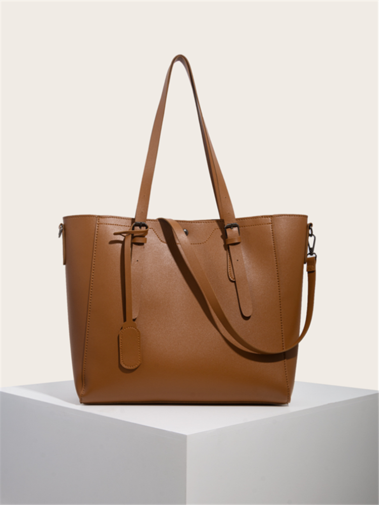 

Women Vintage Large Capacity Solid Color Faux Leather Handbag Brief Tote, Green;black;orange;wine red;gray;brown