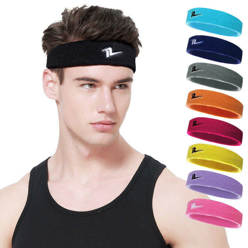 

Men Women Sports Breathable Cotton Sweatband Yoga Fitness Hairband Outdoor Sports Headband, Black;sky blue;red;yellow