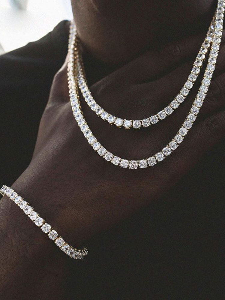 Hip Hop Full Rhinestone Claw Chain Rhinestone Inlaid Necklace