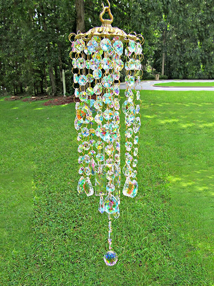 

1 PC Artificial Hanging Crystal Glass Exquisite Colorful Wind Chimes Furniture Garden Home Decoration