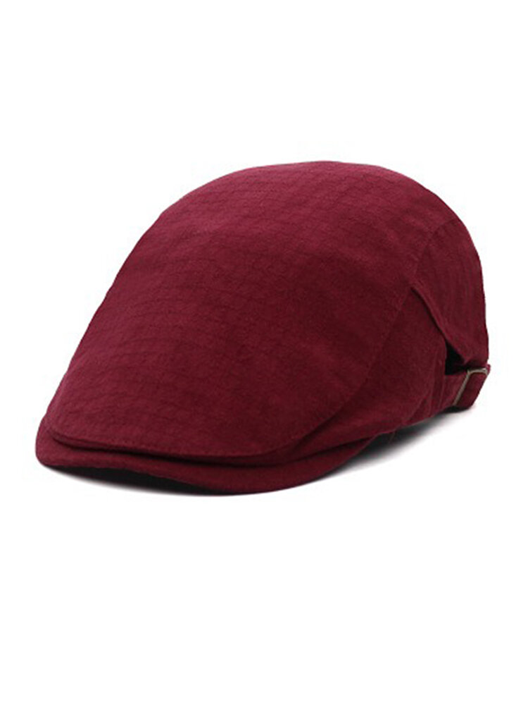 Men Women Retro Solid Cotton Linen Beret Hat Adjustable Casual Wild Forward Hat