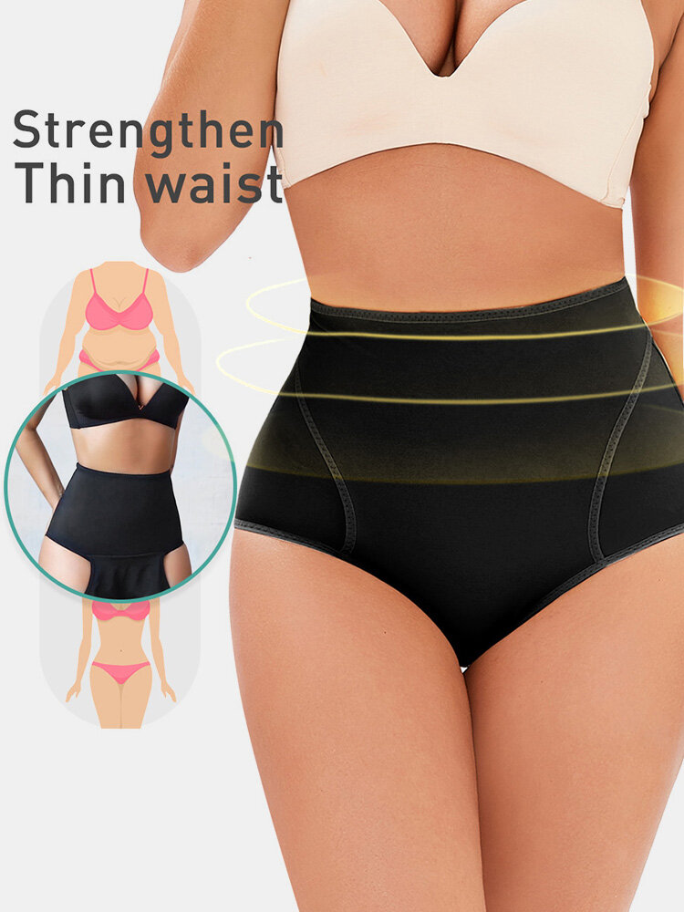 

Plus Size Women Abdomen Control Hip Lift Panty High Waist Shapewear, Khaki;black