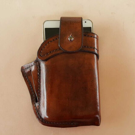 

Men Genuine Leather 6.3 Inch EDC Retro Short Cell Phone Case Belt Bag, #01;#02;#03
