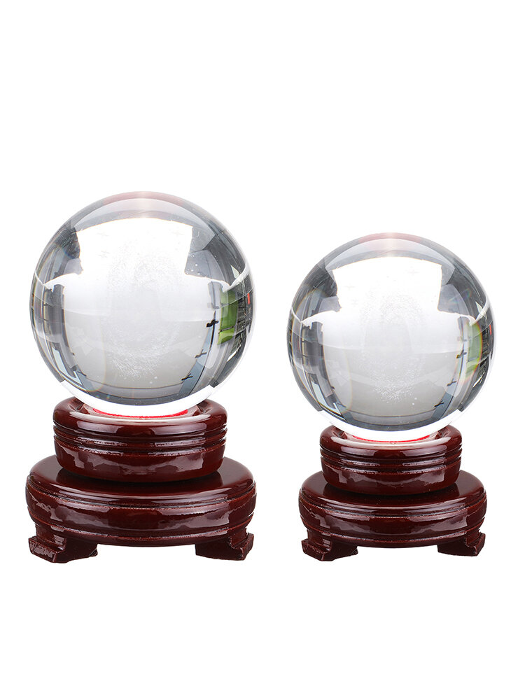 Crystal Galaxy Ball with Wooden Base Photography Prop Decorative Home Desk Craft 