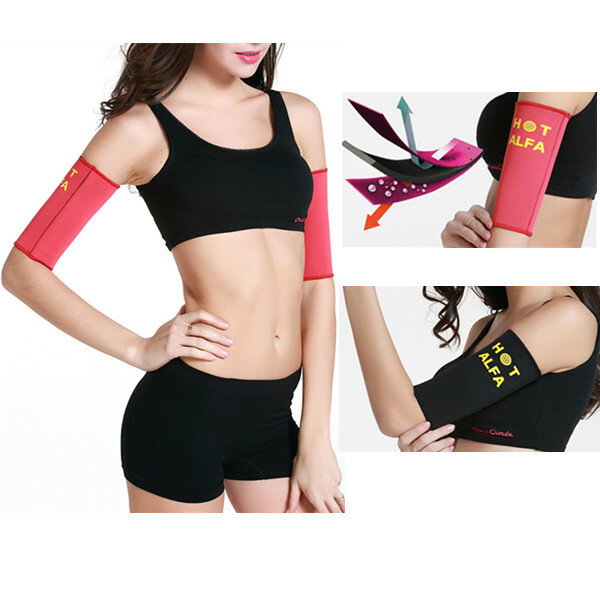 

Sports Arm Shaper Sauna Sweat Slimming Arms Warmer Belt Fat Burn Calories Fitness Weight Loss, Red;black