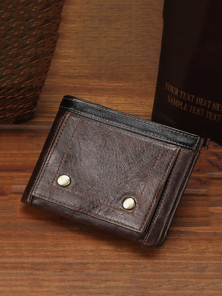 Men Vintage Genuine Leather Cow Leather Multifunction Foldable Card Holder Wallet