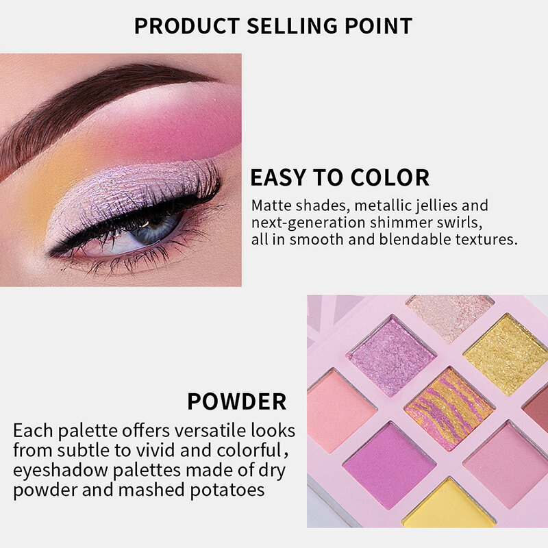 9 Colors Matte Eyeshadow Palette Pearlescent Waterproof Lasting Eye Powder Glitter Makeup Palette