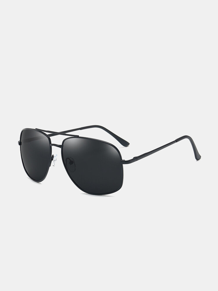 Men Metal Full Frame Double Bridge Polarized Light UV Protection Sunglasses