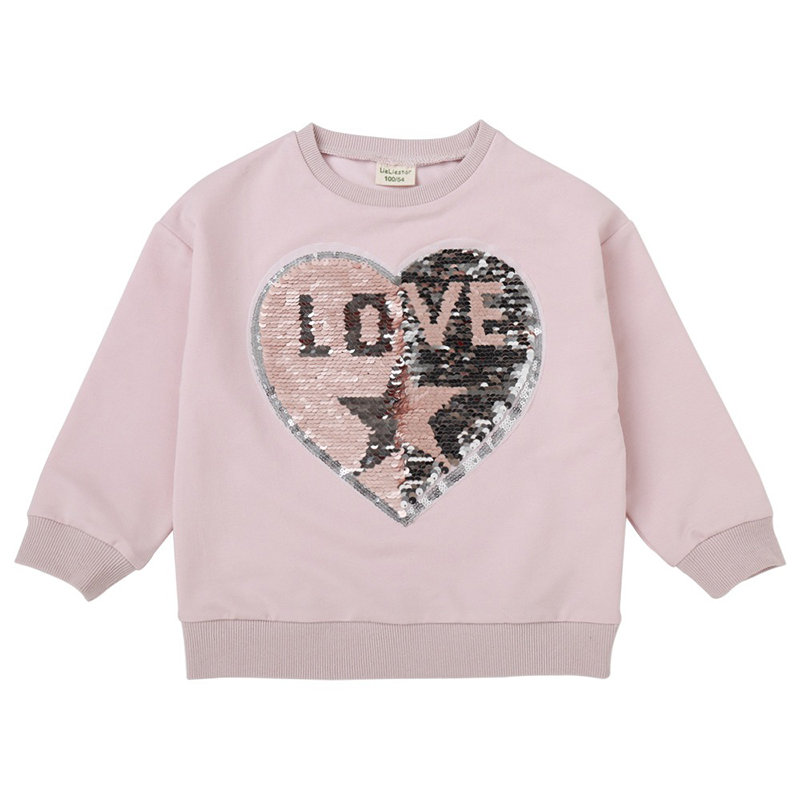 Love Sequin Girls Long Sleeve Sweatshirt For 2Y-11Y