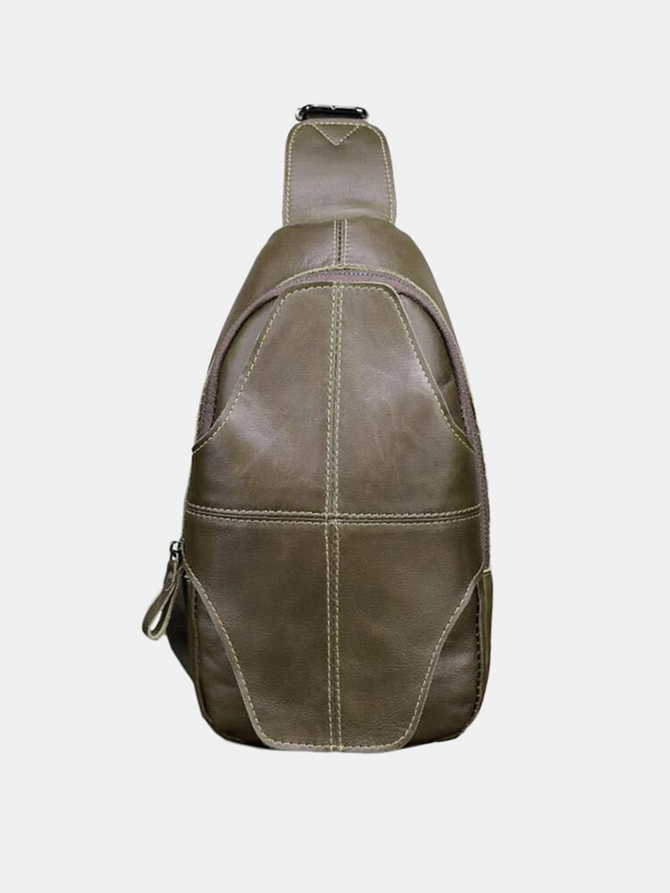 Men Retro Genuine Leather Anti-theft Crossbody Bag Chest Bag Sling Bag
