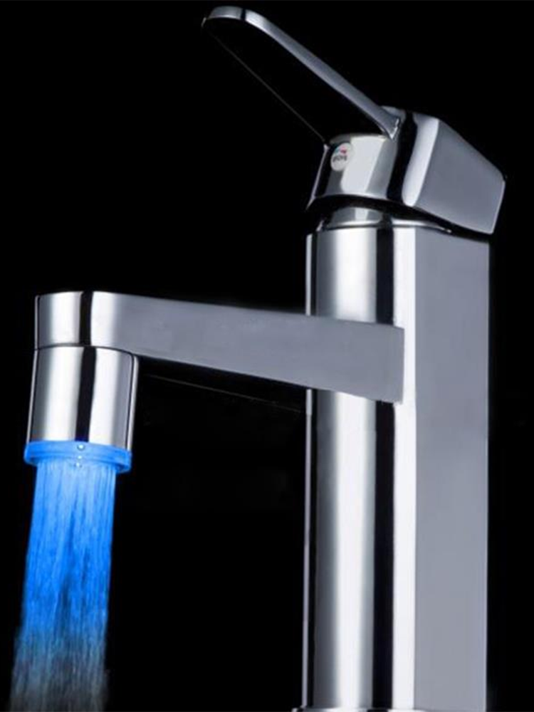 

7 Color Changing LED Faucet Color Changing Water Tap Light Silver Adapter