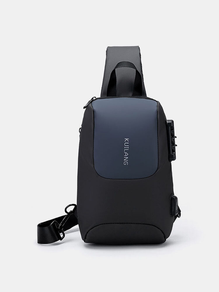 Men Oxford Multifunction USB Charging Anti-theft Multi-Layers Waterproof Crossbody Bag Chest Bag Sling Bag