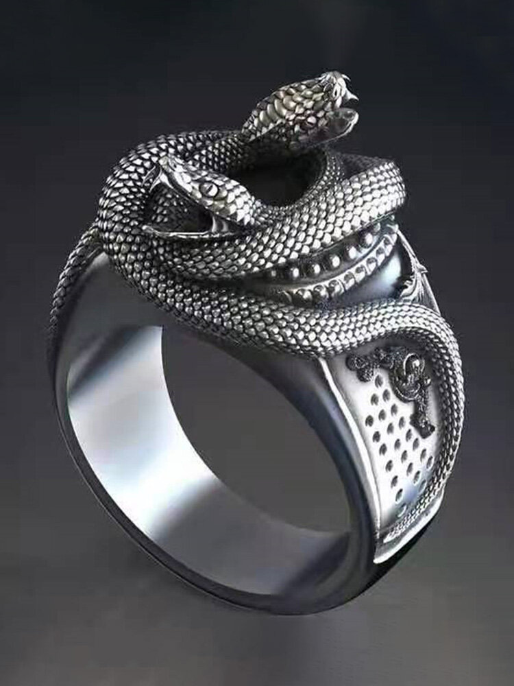 Trendy Stylish Twin Snake Winding Zinc Alloy Ring