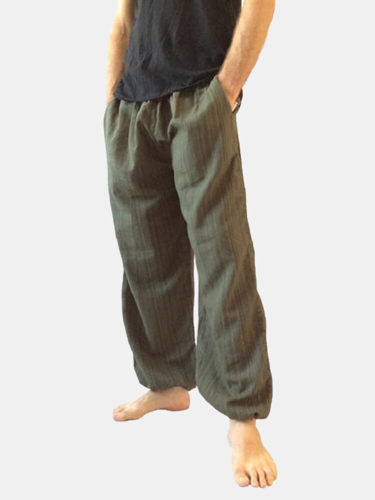 

Mens Casual Baggy Harem Pants Solid Color Loose Wide Leg Pants Comfy Yoga Pants, Army green;navy;wine red;black