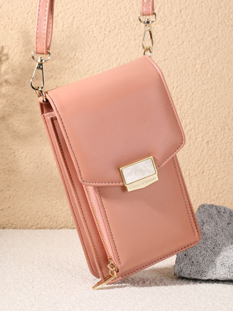 JOSEKO Women's PU Leather Multifunctional Korean Mobile Phone Bag Messenger Bag All-match Simple Shoulder Bag