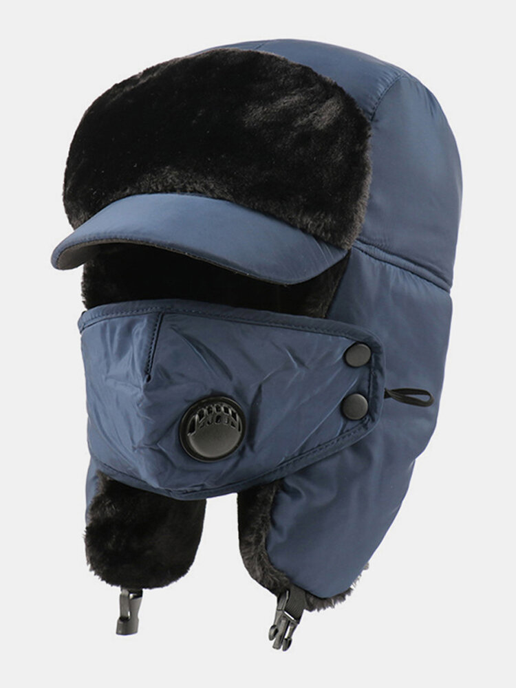 Men Cold-proof Winter Trapper Hat Thick Winter Hat Ear Protection With Mask Trapper Hat