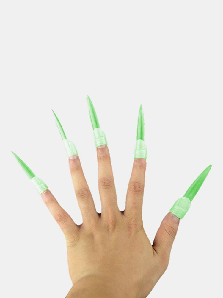 Halloween Luminous False Finger Zombie Teeth Witch Party Show Supplies Props Nail Sets