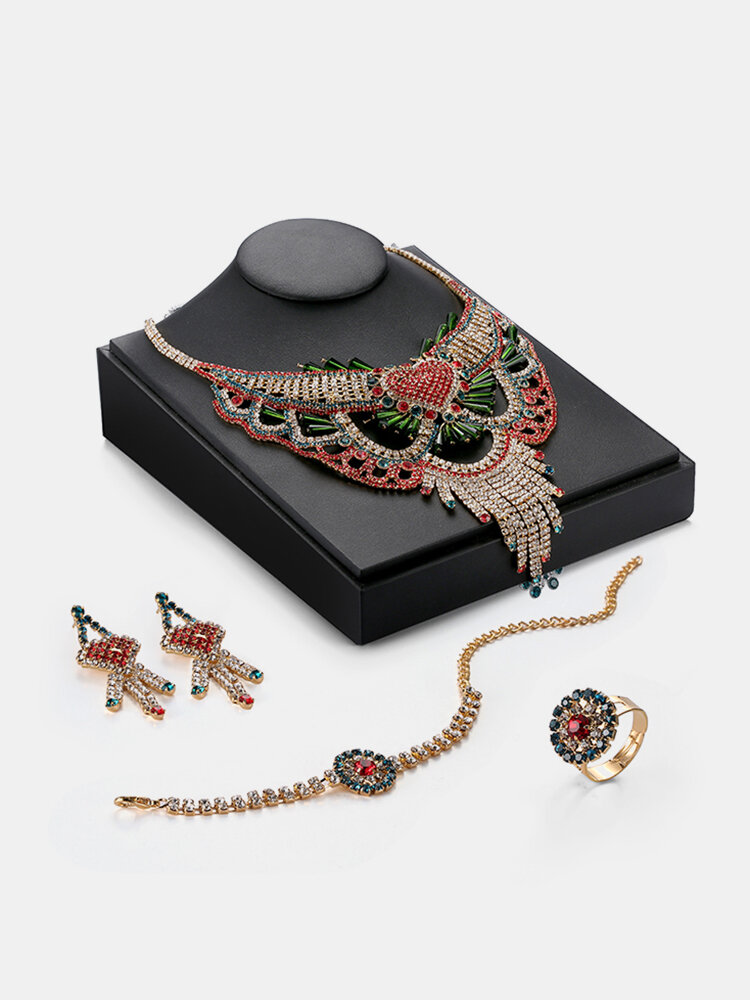 Elegant Jewelry Set Sweet Heart Zircon Tassel Earrings Bracelet Set
