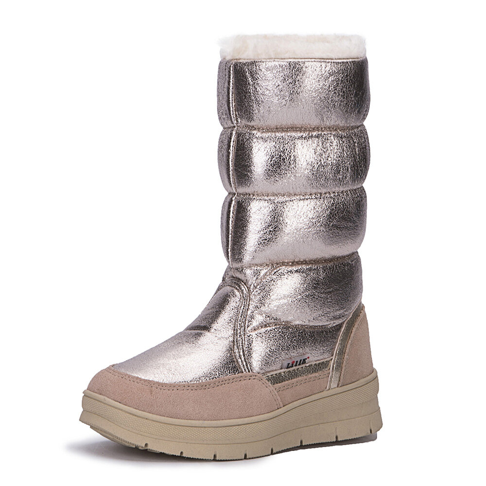 Metallic Mid Calf Platform Keep Warm Plush Boots