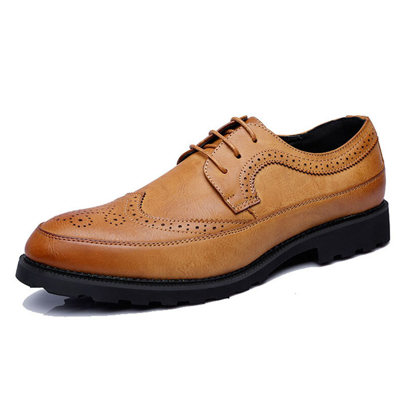 Large Size Men Brogue Carved Lace Up Business Casual Oxfords