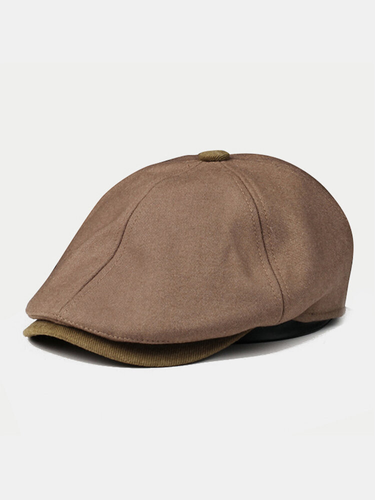 Unisex Solid British Style Retro Cowboy Hat Octagonal Hat Flat Hat