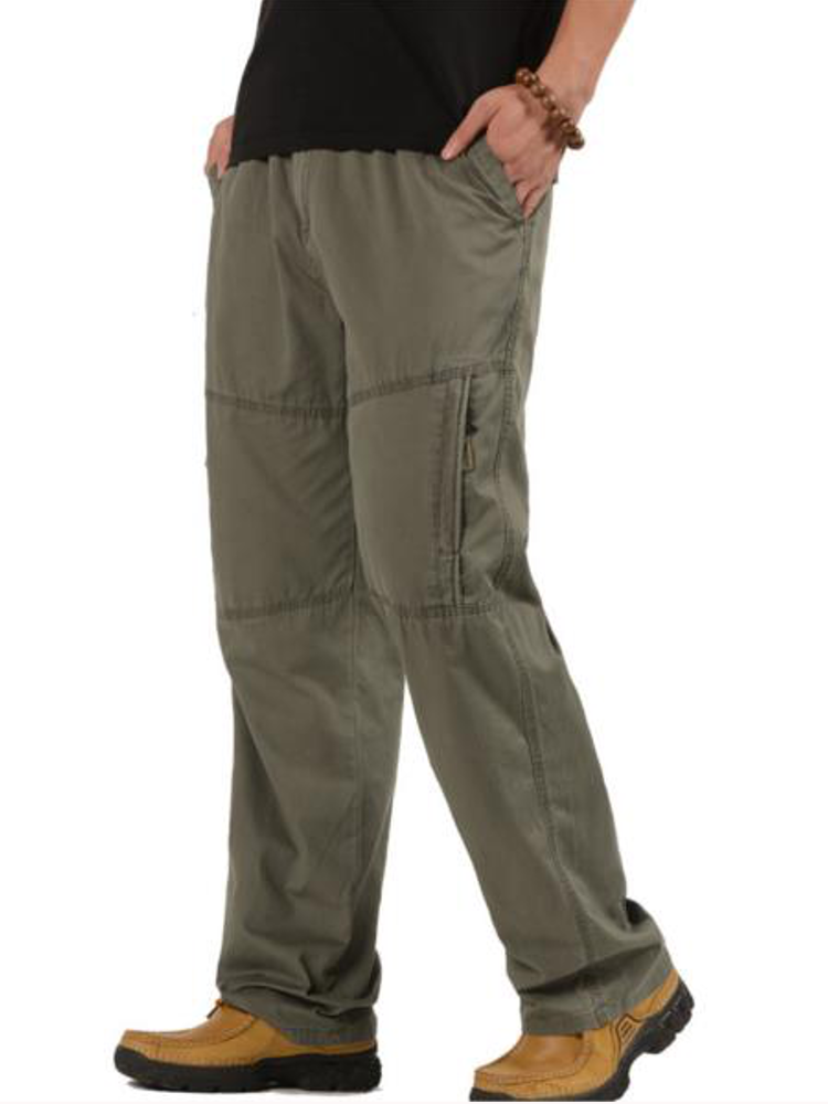 Plus Size Casual Outdoor Multi-Pockets Loose Elastic Straight Leg Cargo Pants For Men