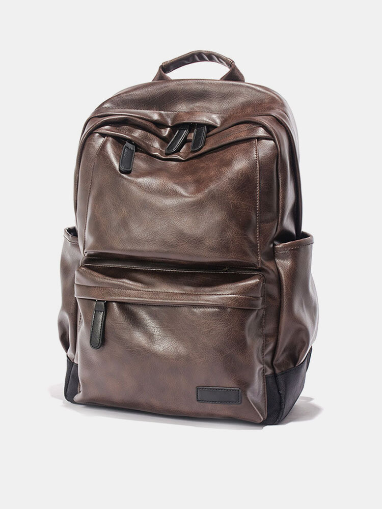 Men Black Vintage PU Leather Sport PU Leather Backpack Travel Bag