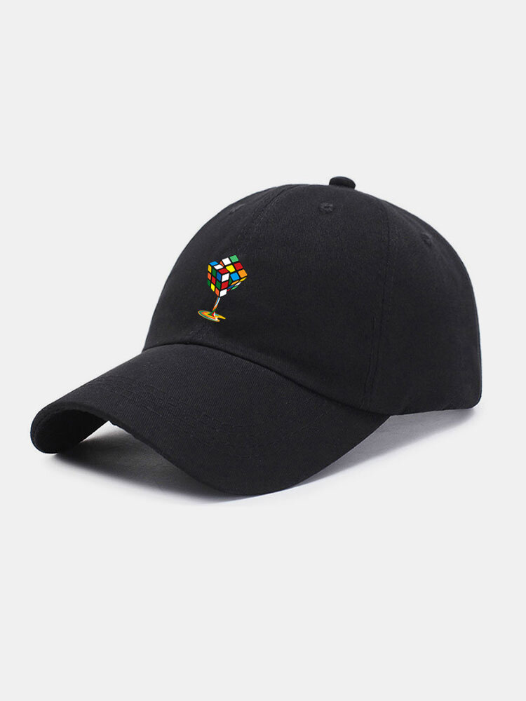 Unisex Cotton Solid Colorful Cube Pattern Print All-match Sunscreen Baseball Caps