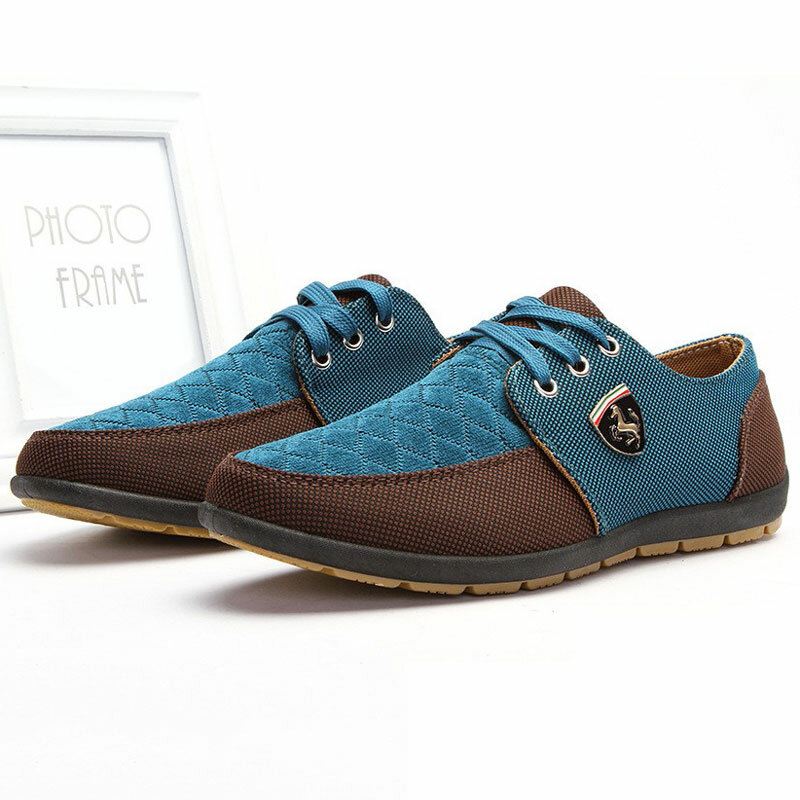 Men&#039;s Colorblock Comfy Slip Resistant Casual Lace Up Flat Shoes