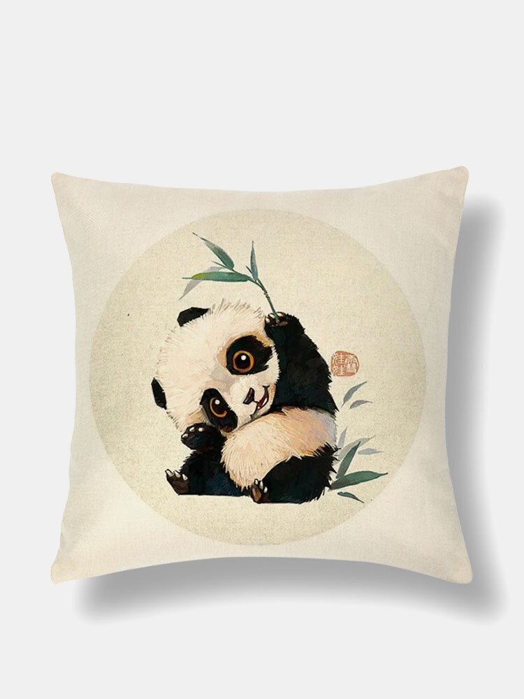 1 PC Linen Panda Winter Olympics Beijing 2022 Decoration In Bedroom Living Room Sofa Cushion Cover Throw Pillow Cover Pi