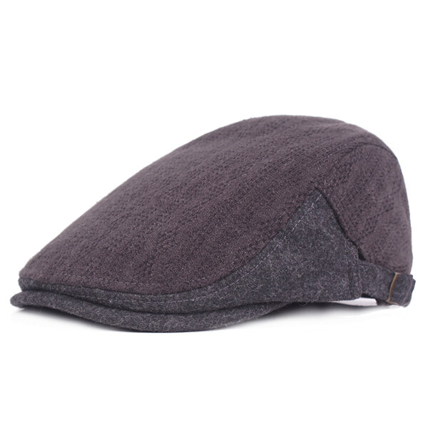 

Men Thick Warm Solid Woolen Beret Cap Forward Hat Outdoor Sport Hats, Grey;black