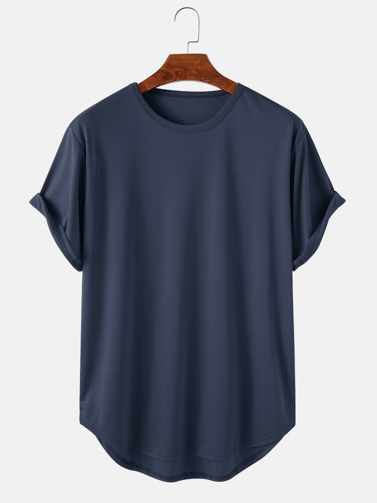 Mens Basic Solid Color Casual Breathable & Thin O-Neck T-Shirts