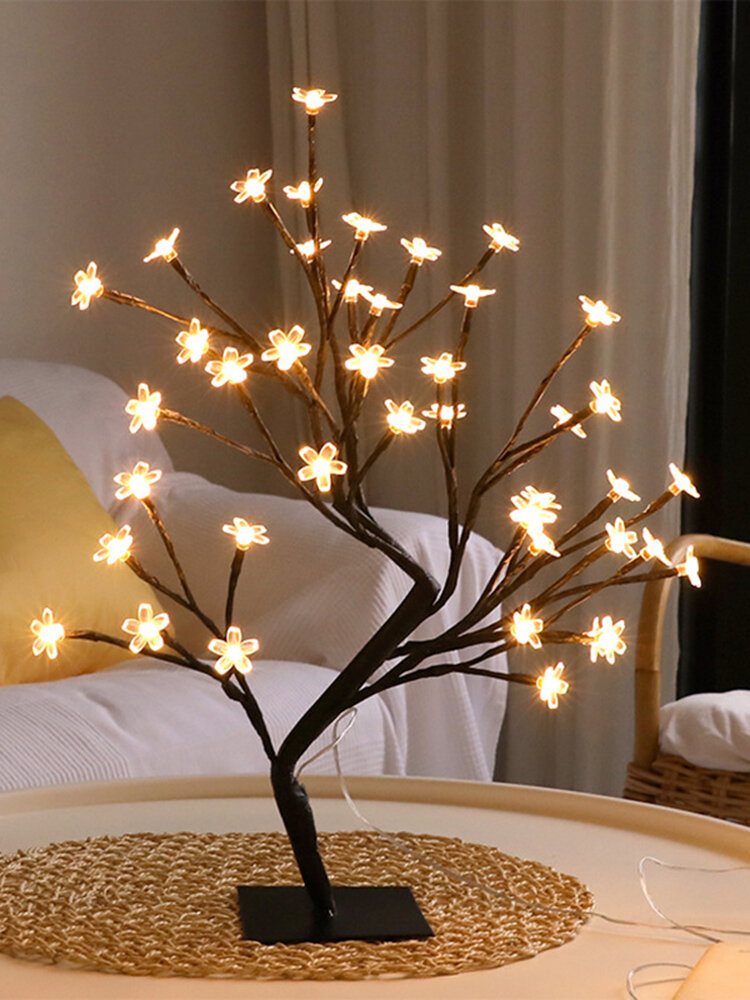 

Cherry Blossom Tree Lamp LED Table Lamp Indoor Artificial Decoration Lighted Tree For Bedroom Party Wedding Office, White;black